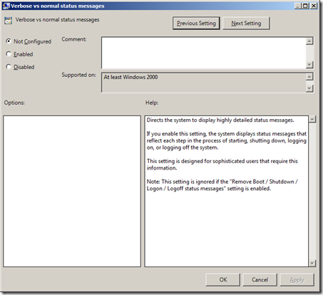 Group Policy Setting of the Week 2 — Verbose vs normal status messages