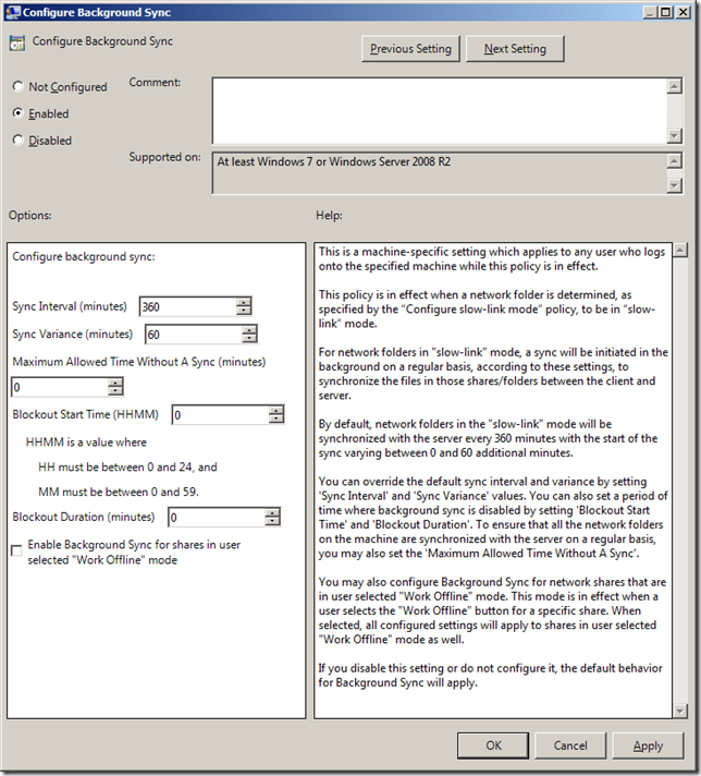 Group Policy Setting of the Week 22 — Configure Background Sync (offline files)