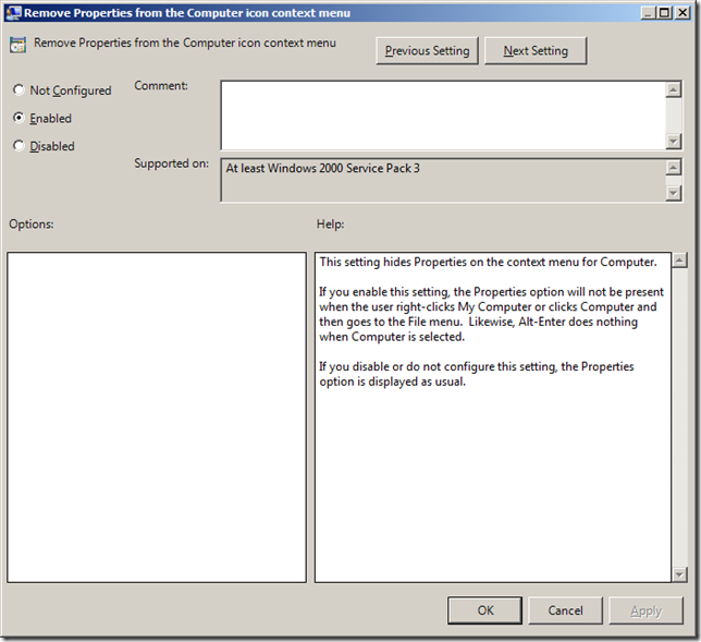 Group Policy Setting of the Week 24 – Remove Properties from the Computer icon context menu