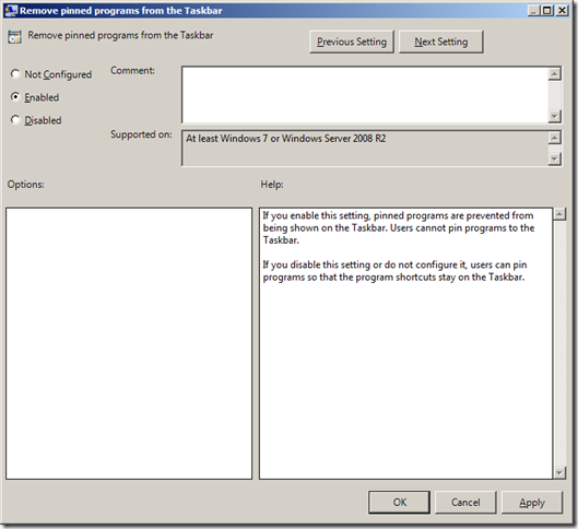 Group Policy Setting of the Week 38 – Remove  pinned programs from the Taskbar